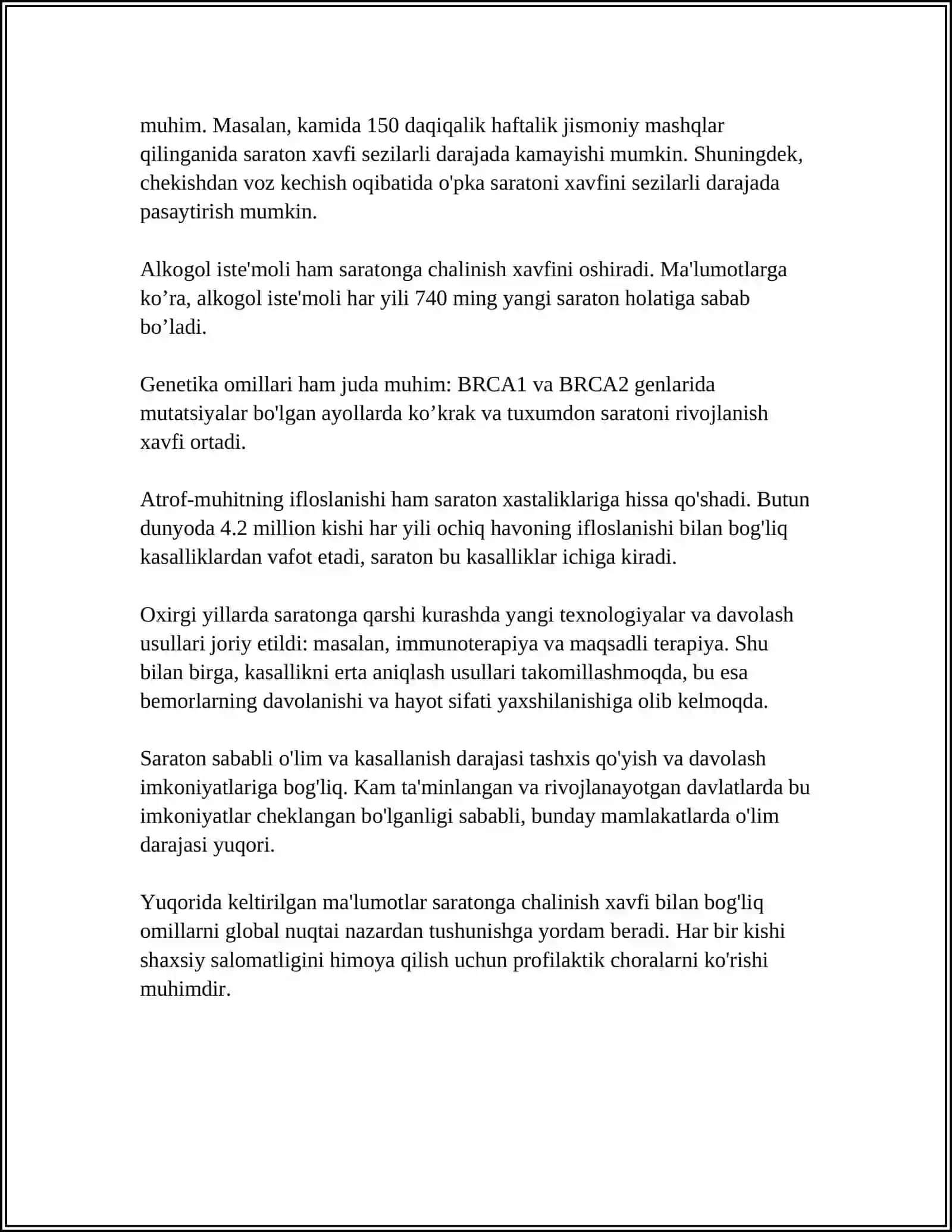 SARATON OLDI KASALLIKLARI. SKRINING DASTURLAR 4