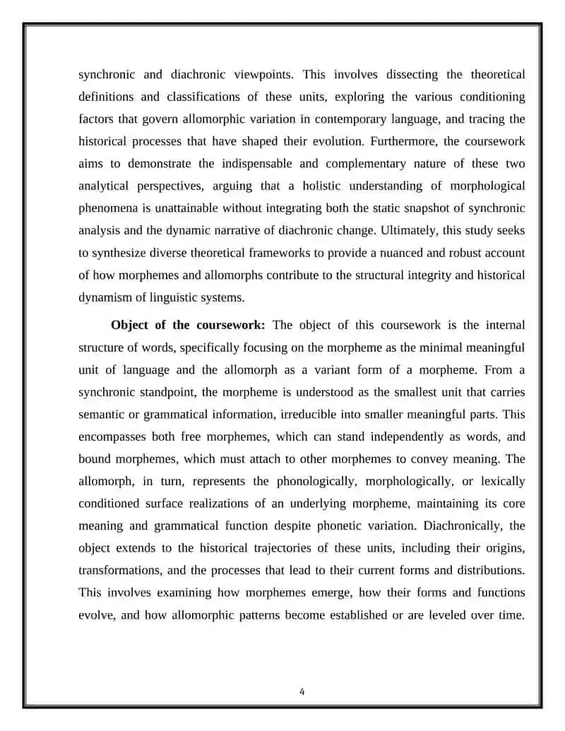 Diachronic and Synchronous View of Word Structures: Morpheme and Allomorpheme 4
