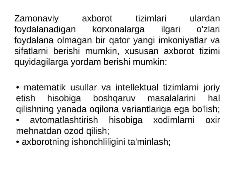 Axborot Tizimi Tushunchasi va Uning Tarkibiy Qismlari 4