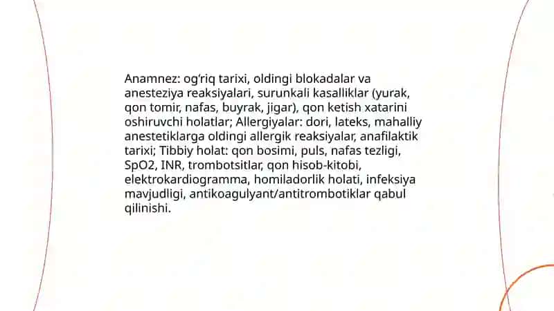 Paravertebral blokada uchun tayyorlik 4