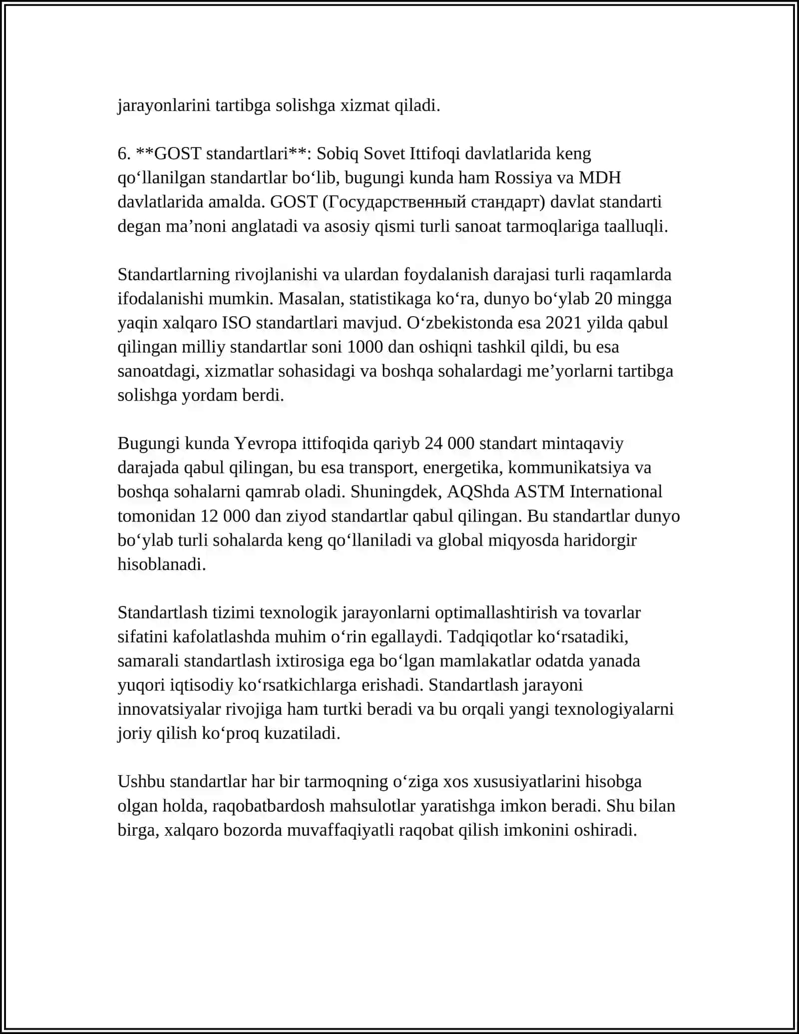 STANDART VA UNING TURLARI 4