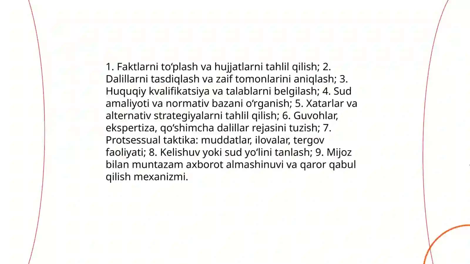 ADVOKAT - ISHNING QO‘ZG‘ATILISHI VA SUDDA KO‘RILISHIGA TAYYORLASH BOSQICHIDA 4