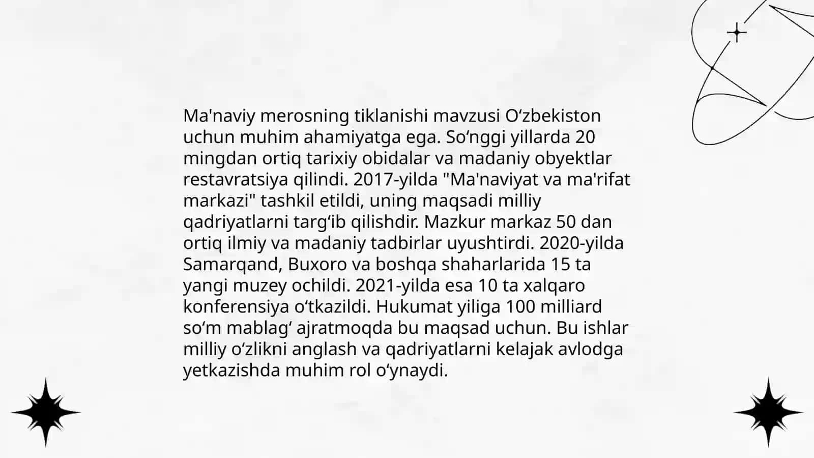 Yangi Oʻzbekistonda amalga oshiralayotgan ma'naviy oʻzgarishlar 4
