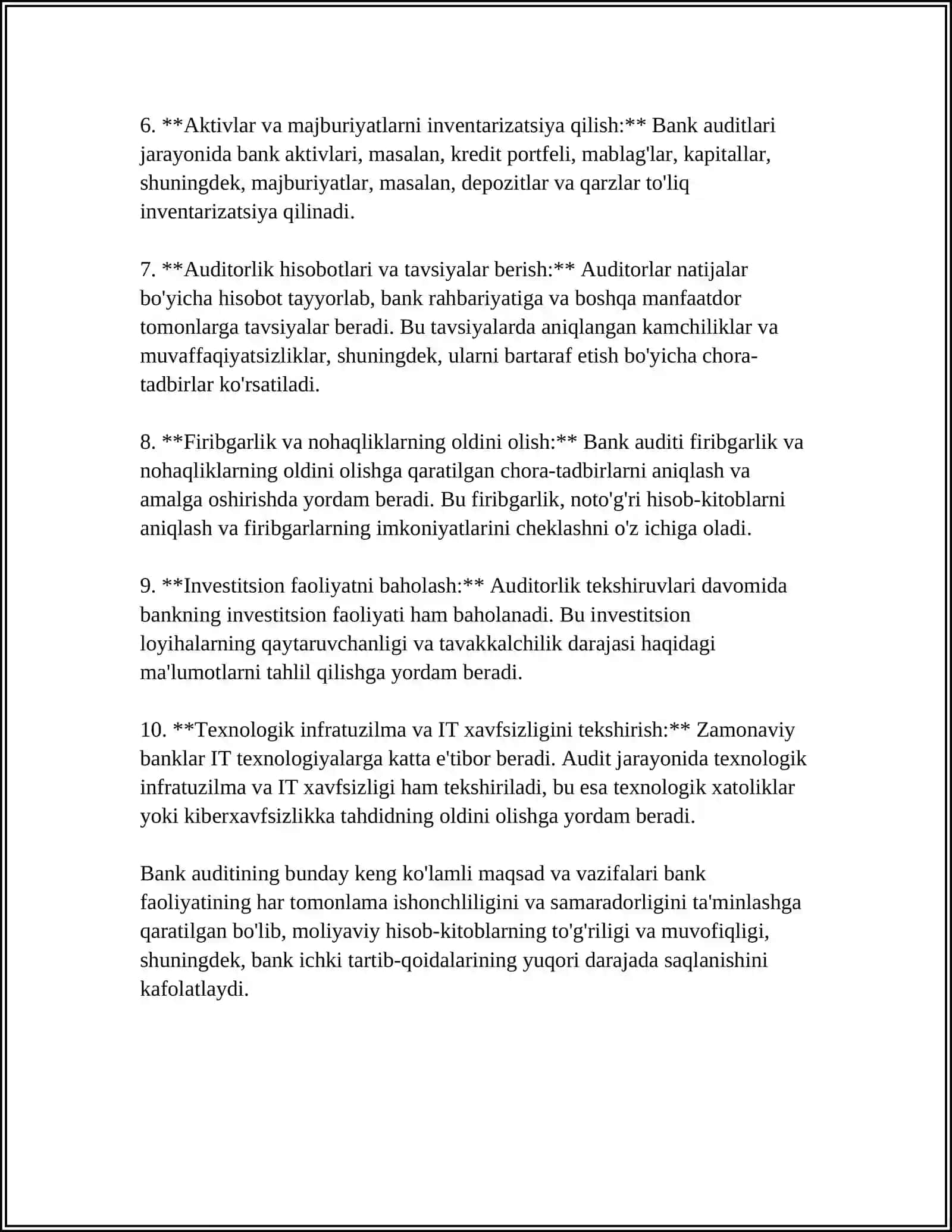 BANK AUDITINI MEʼYORIY-HUQUQIY TARTIBGA SOLISH 4