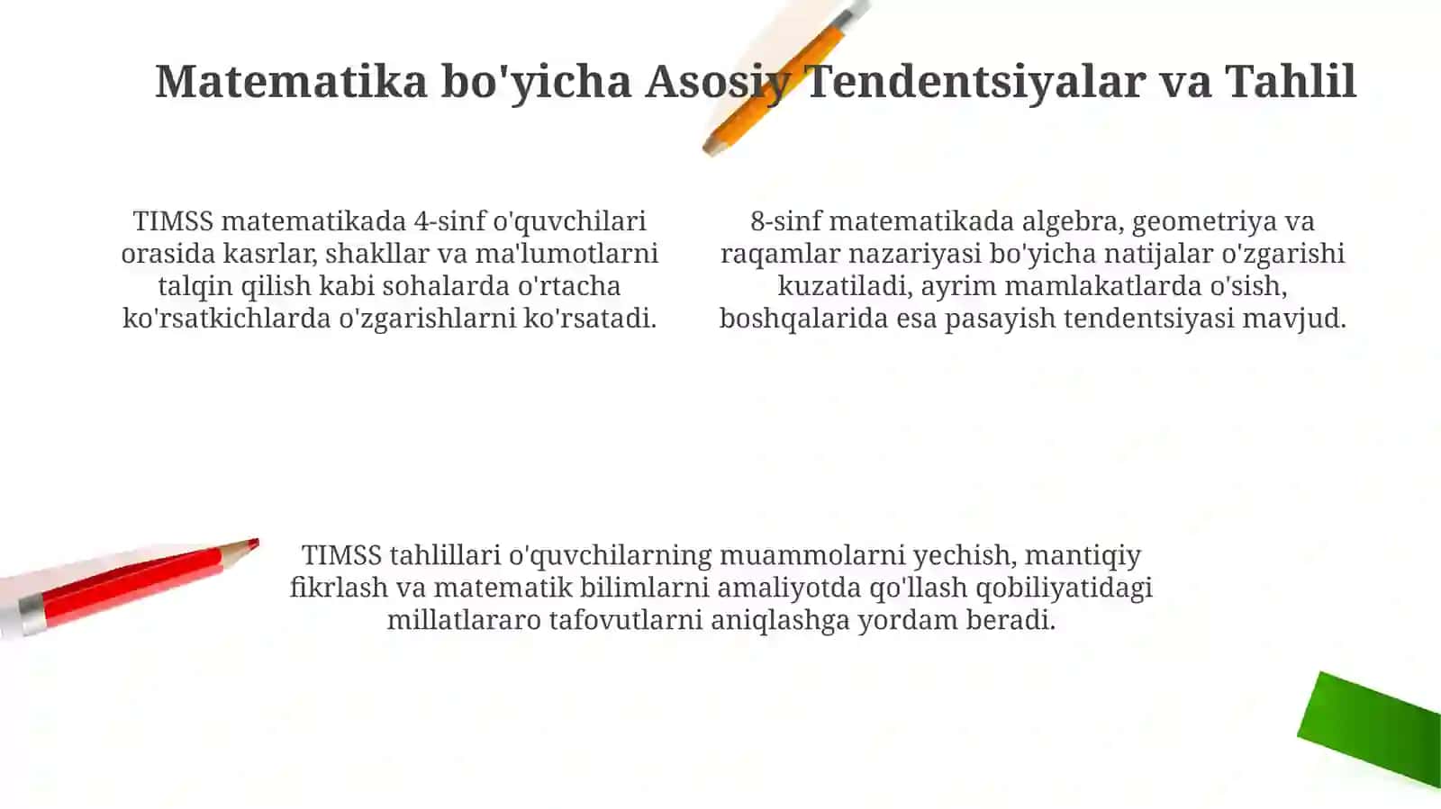 Xalqaro baholash dasturi TIMSS 4