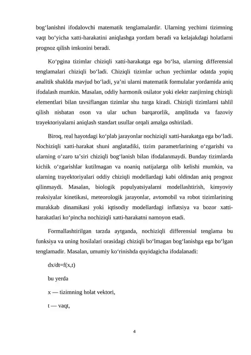 Nochiziqli differensial tenglamalar tizimining fazoviy trayektoriyasini MATLAB muhitida qurish 4