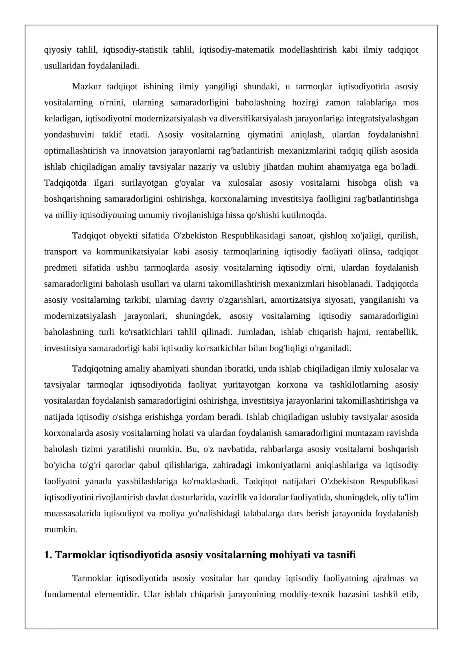 TARMOKLAR IQTISODIYOTIDA ASOSIY VOSITALARNI OʻRNI 4