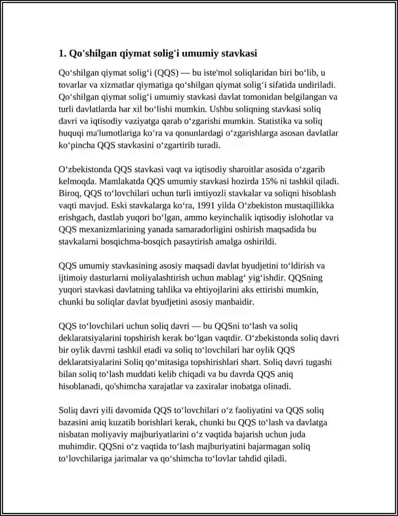 Qo'shilgan Qiyimat Solig'i Stavkalari va Soliq Davri 4
