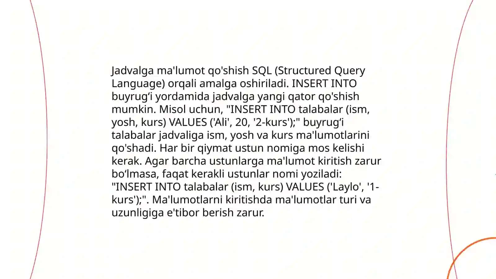 Microsoft Access dasturining asosiy ob‘ektlari bilan ishlashni o‘rganish 4