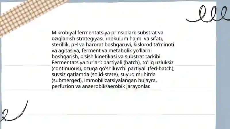 Mikroorganizmlardan Zarur Moddalarni Sintezlab Olish 4