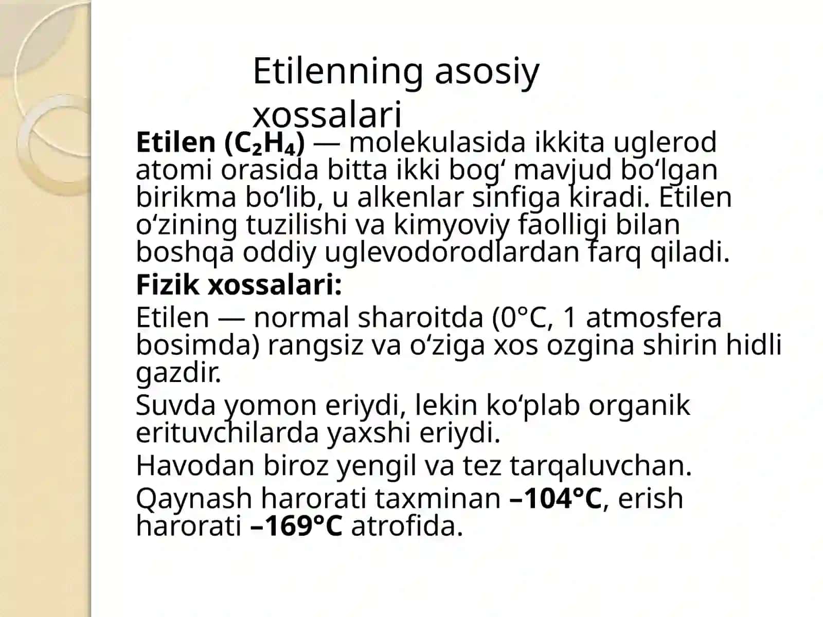 Etilen va diyen uglevodorodlarining eng muhim xususiyatlari 4