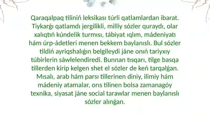 Qaraqalpaq tili leksikasining bayiw dereklari 4