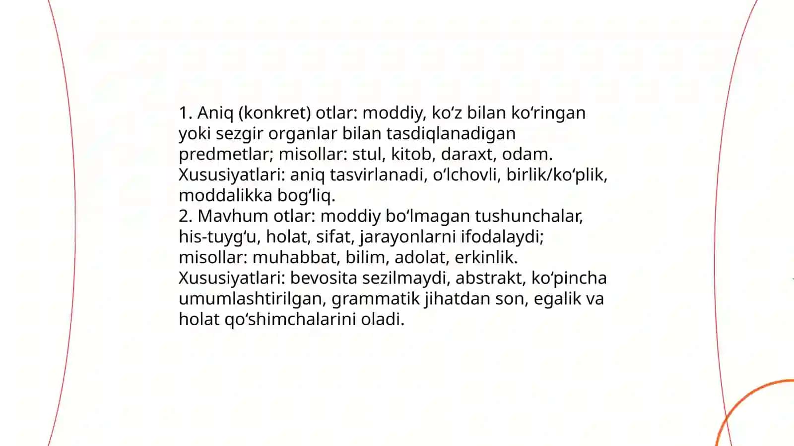 Ot turkumining ta'rifi, leksik grammatik xususiyatlari 4