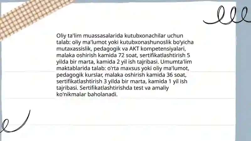 Kutubxonachilik pedagogik faoliyatini normativ huquqiy qôllab quvvatlash 4