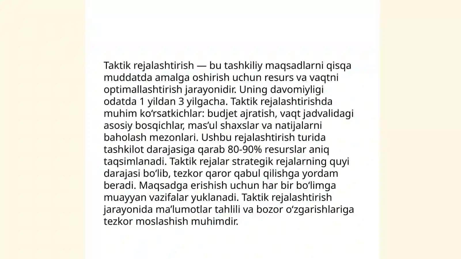 Biznes boshqaruvida rejalashtirish 4