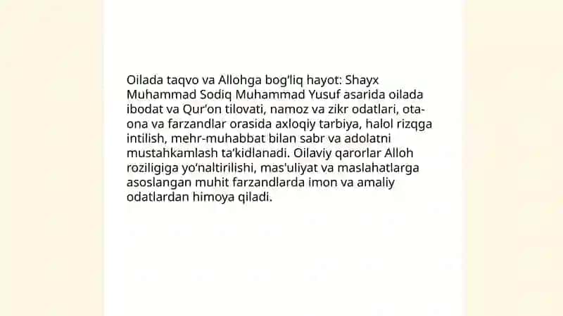 Baxtiyor oila asarida Islam qadroyatlari 4