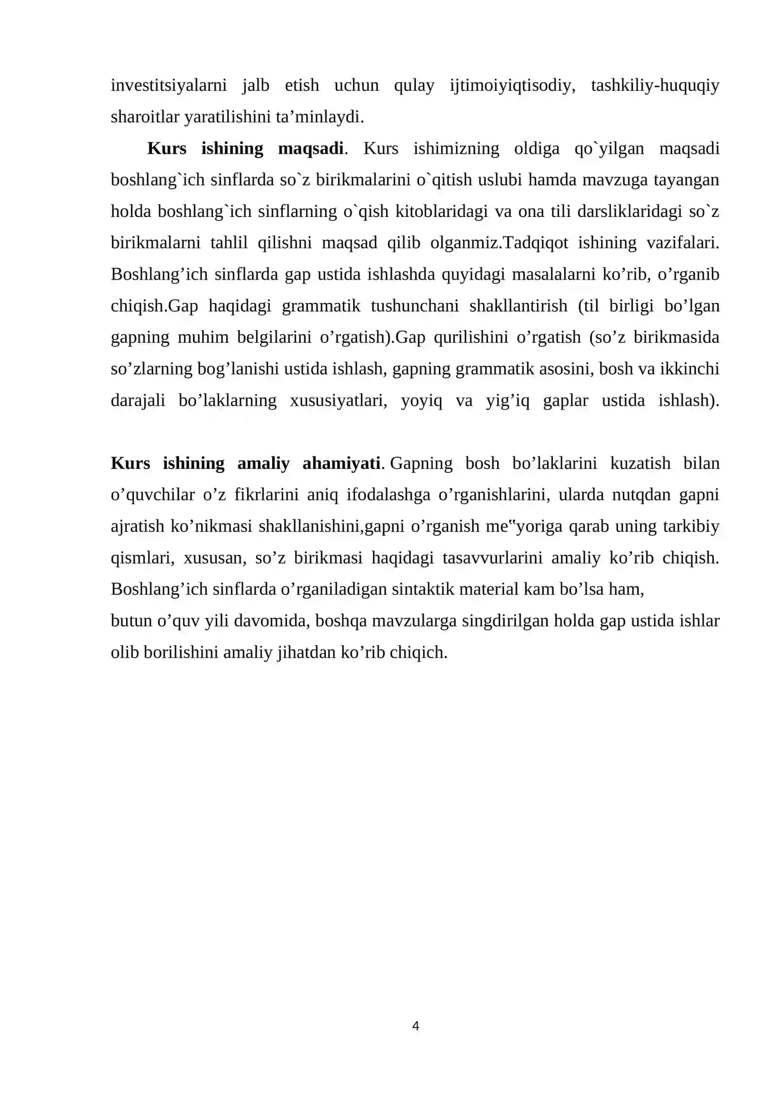 BOB. 4- SINF ONA TILI DARSLARIDA SO`Z TURKUMLARINI O’RGANISH 4