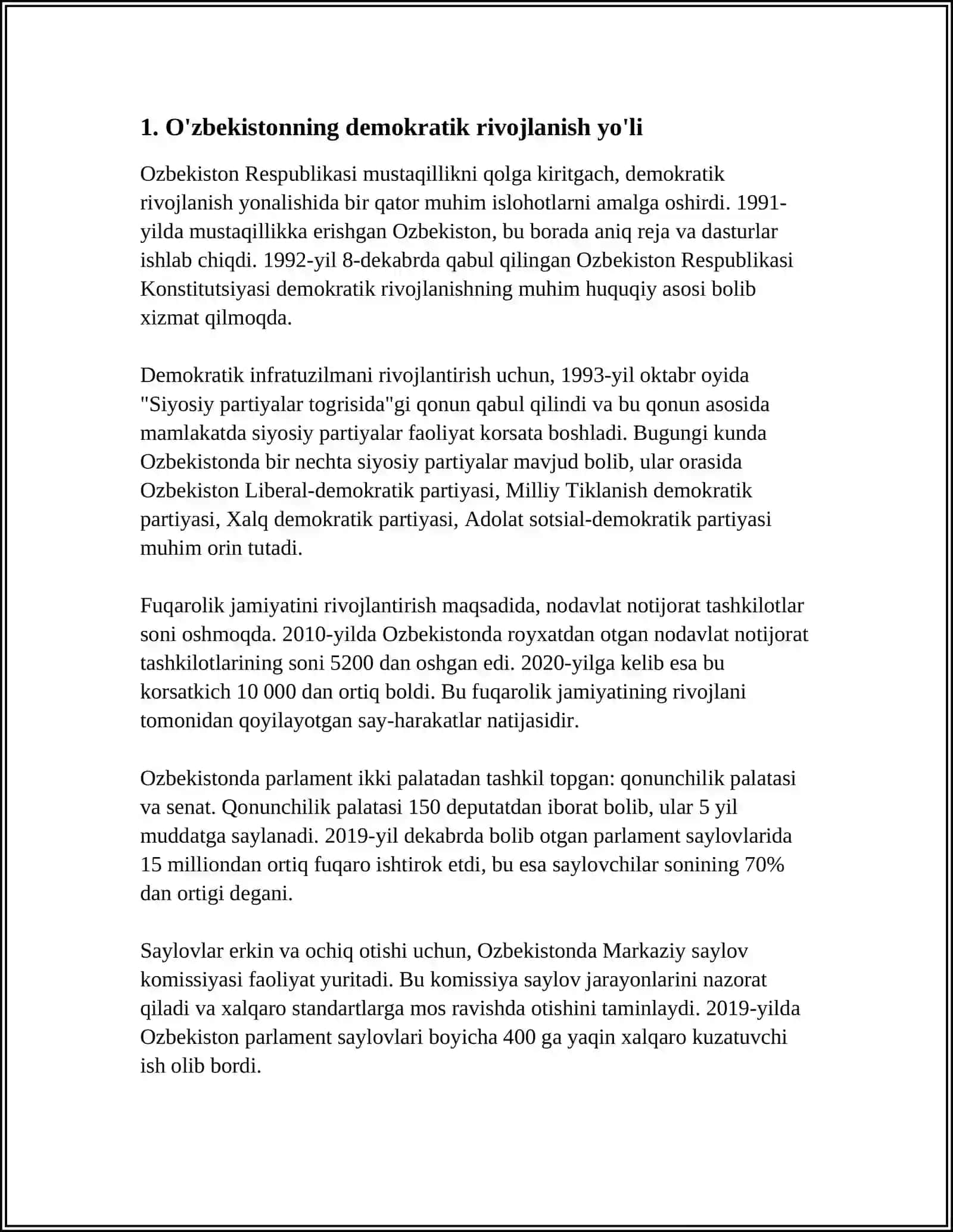 ÕZBEKISTONDA DEMOKRATIK FUQAROLIK JAMIYATI ASOSLARINING SHAKLLANISHI AMALGA OSHIRILGAN SIYOSIY ISLOHOTLAR 4