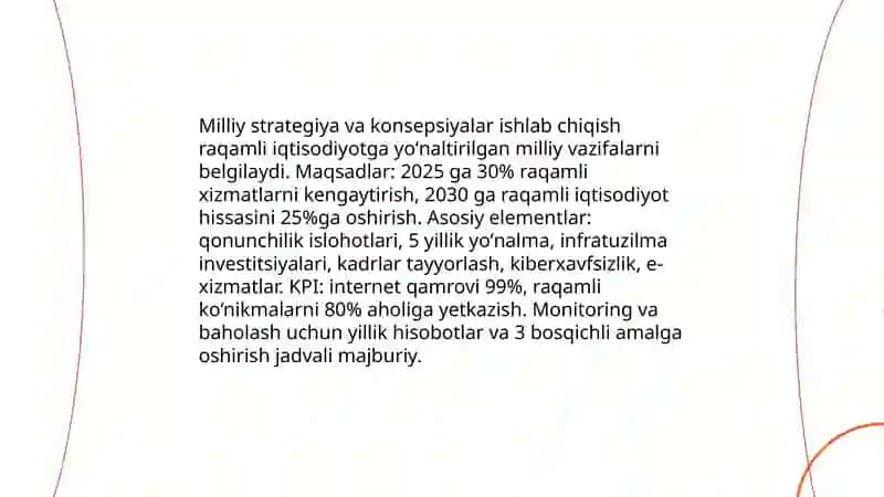 O'zbekistonda Raqamli Iqtisodiyotni Rivojlantirish bosqichlari 4