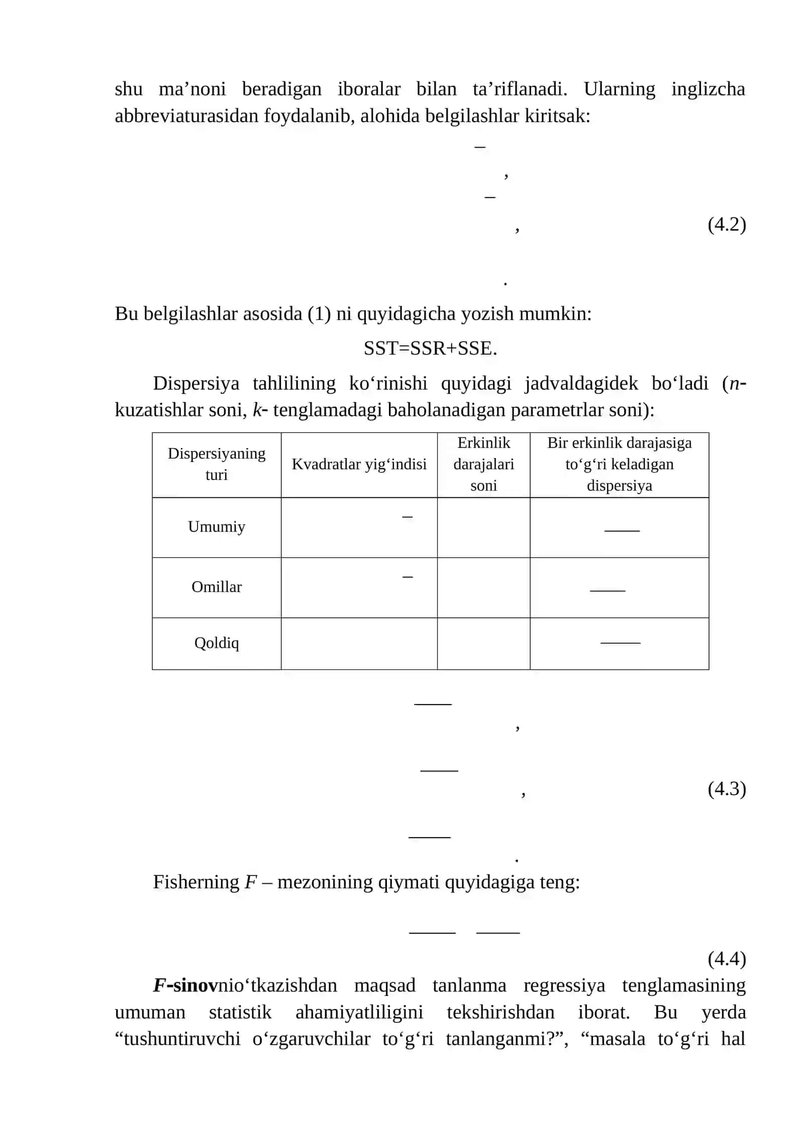 Ko‘p o‘zgaruvchili chiziqli regression modellar. Ko‘p o‘zgaruvchili chiziqli regression modellarda parametrlarni baholash 4