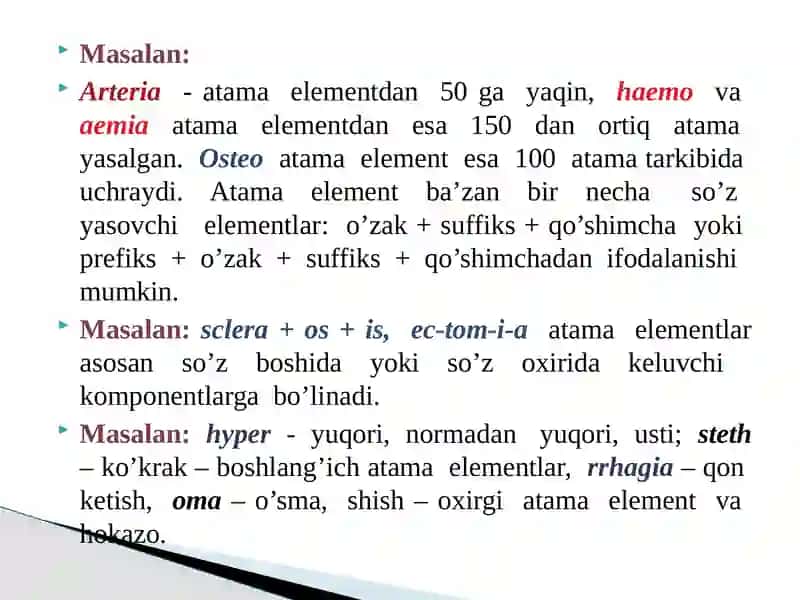 Кlinik terminologiyaga kirish. Кlinik atamalar yasash usullari.Suffiksatsiya 4