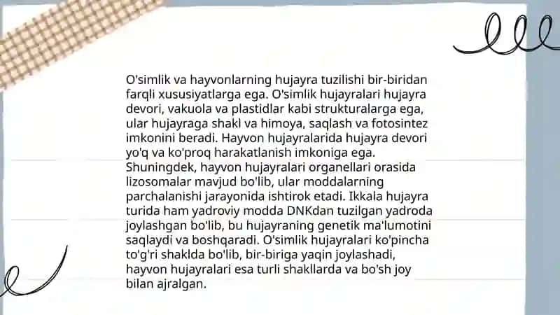 O'simlik va hayvonlarning o'xshashlik va farqlari 4