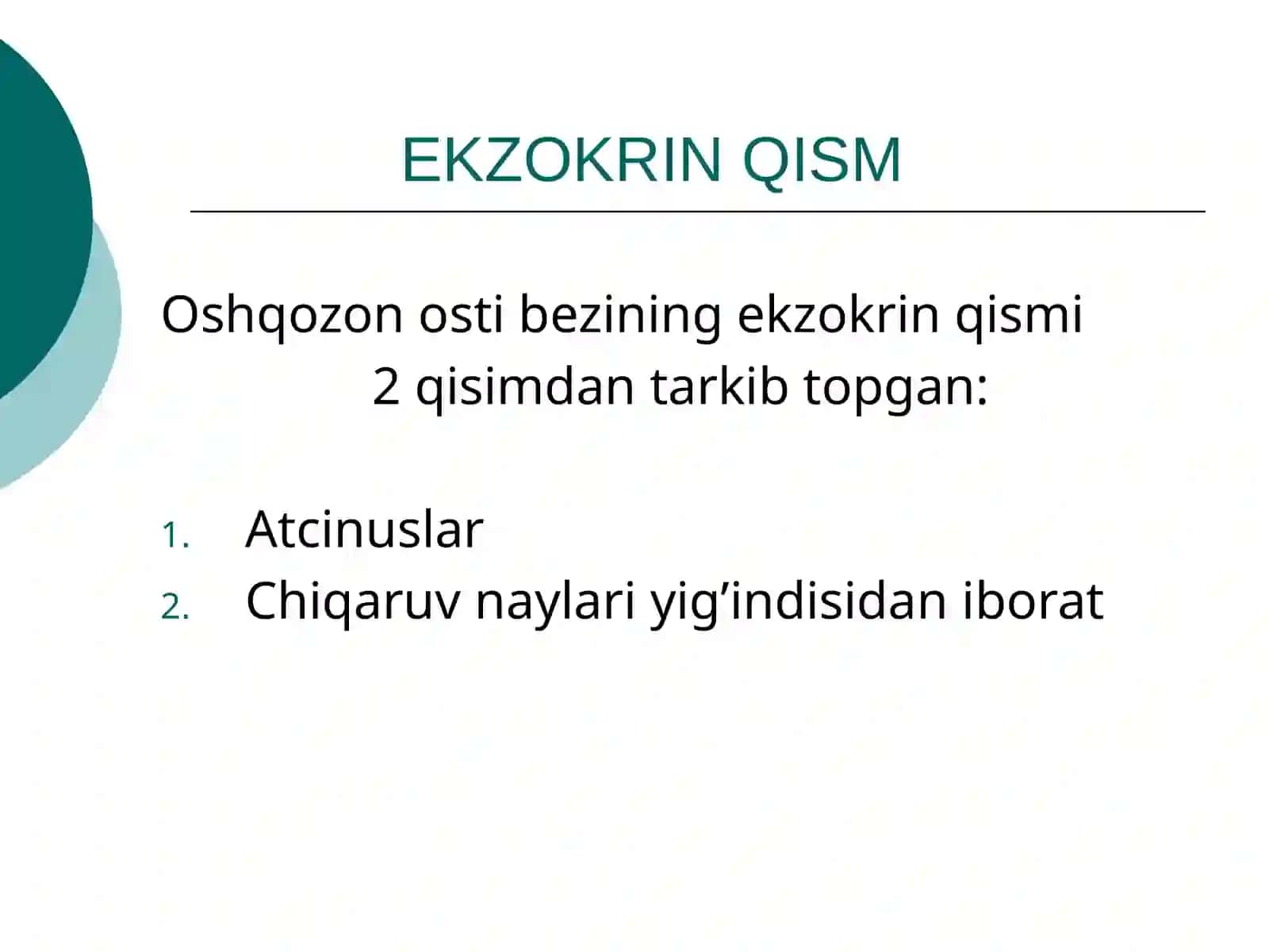 Oshqozon osti bezining ekzokrin va endokrin qismi 4
