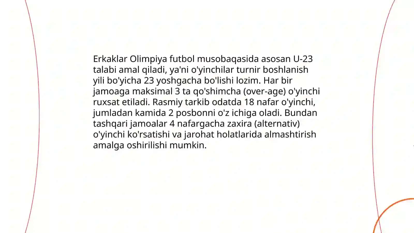 Fudbol bo'yicha Olimpiada oyinlarini o'tkazish 4