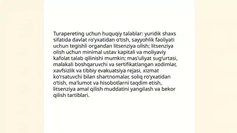 Turapereting xizmat koʻrsatish tashkil etish 4