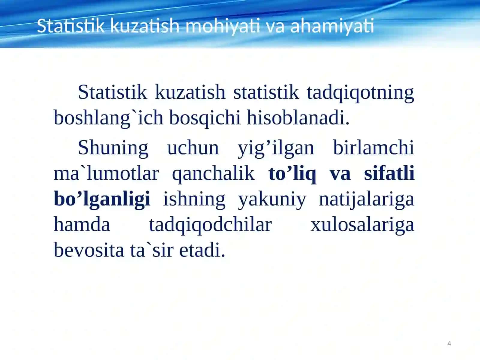 Statistik kuzatish 4
