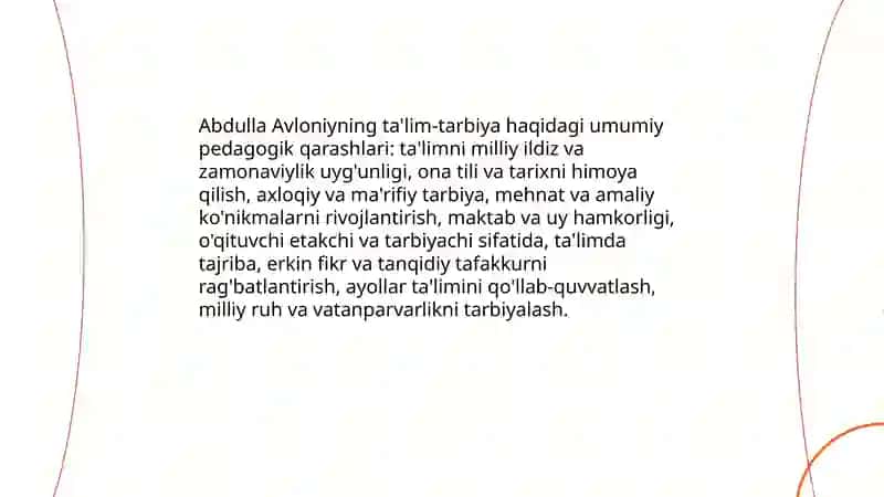 Abdulla Avloniyning pedagogik faoliyati va ta'lim-tarbiya haqidagi qarashlari 4