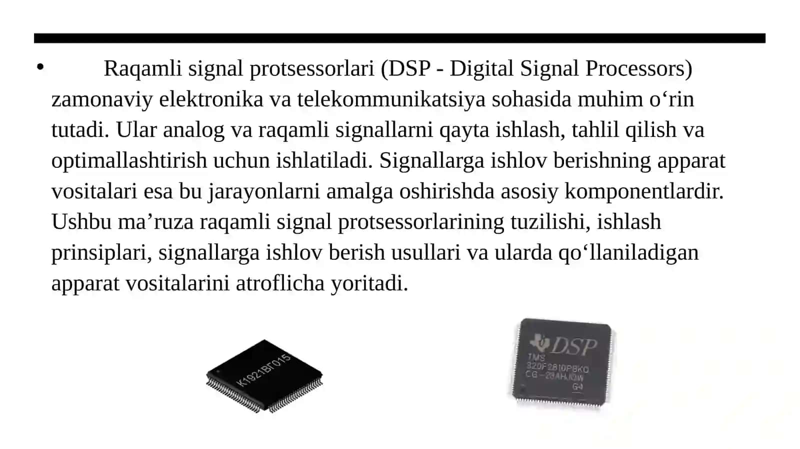 Rakamli signal protsessorlari signallarga ishlov berish usullari 4