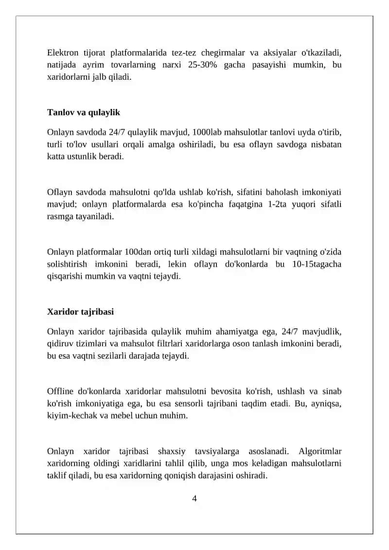Onlayn va Oflayn Savdo samaradorligini solishtirish 4