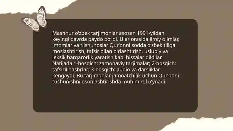 Mustaqillik yillarida Qurʼonning oʻzbek tiliga tarjima qilinishi va tafsirlari 4