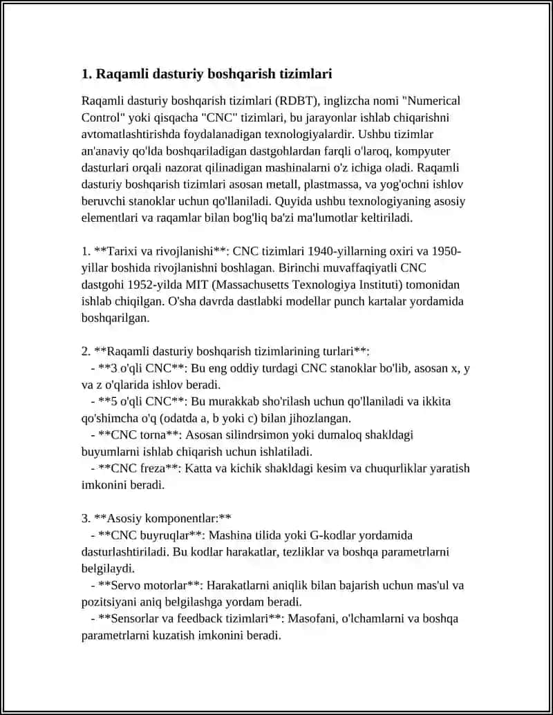 RAQAMLI DASTURIY BOSHQARISH STANOKLARI VA TEXNIK VOSITALARI 4