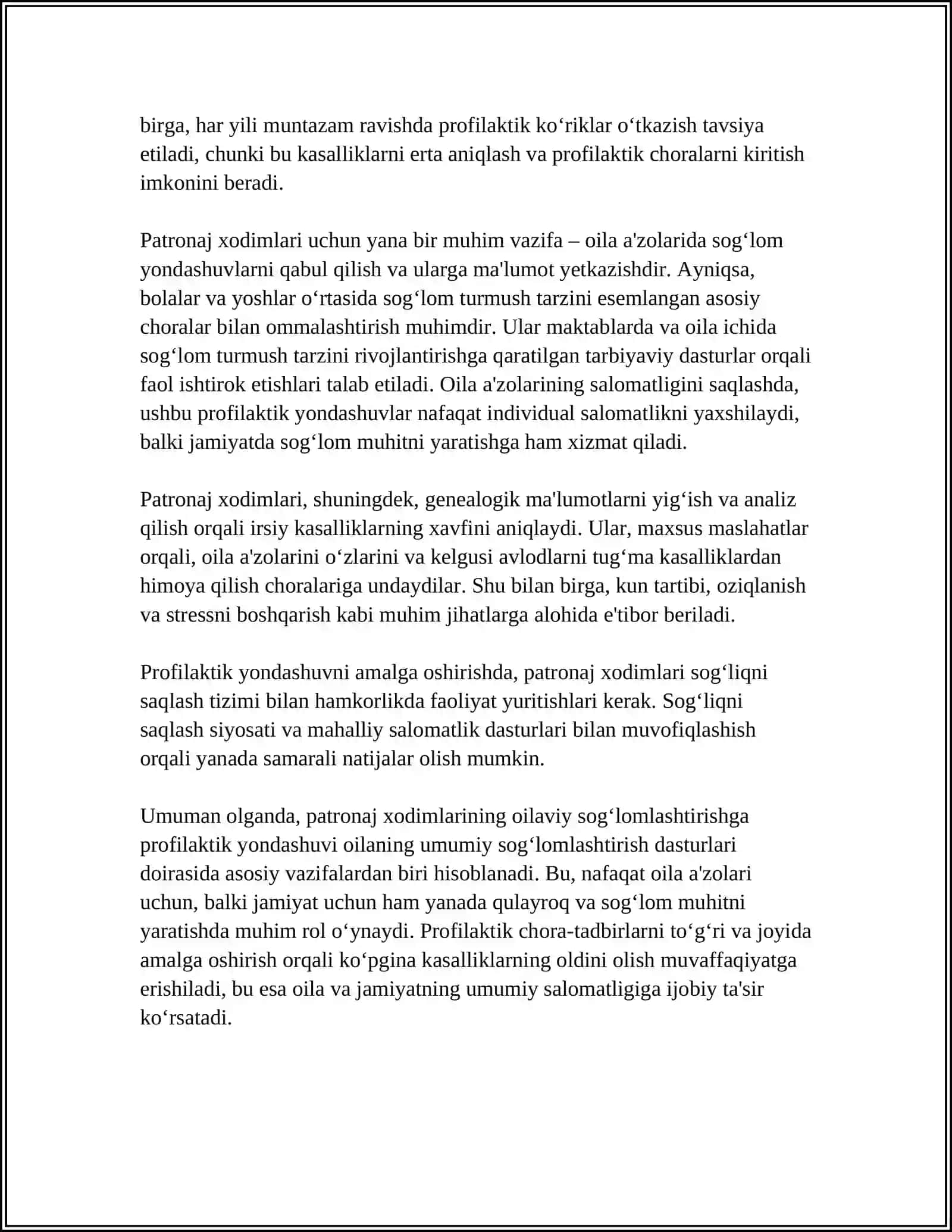 OILANING SALOMATLIGINI MUSTAHKAMLASH BORASIDAGI POTRANAJNING VAZIFALARI 4
