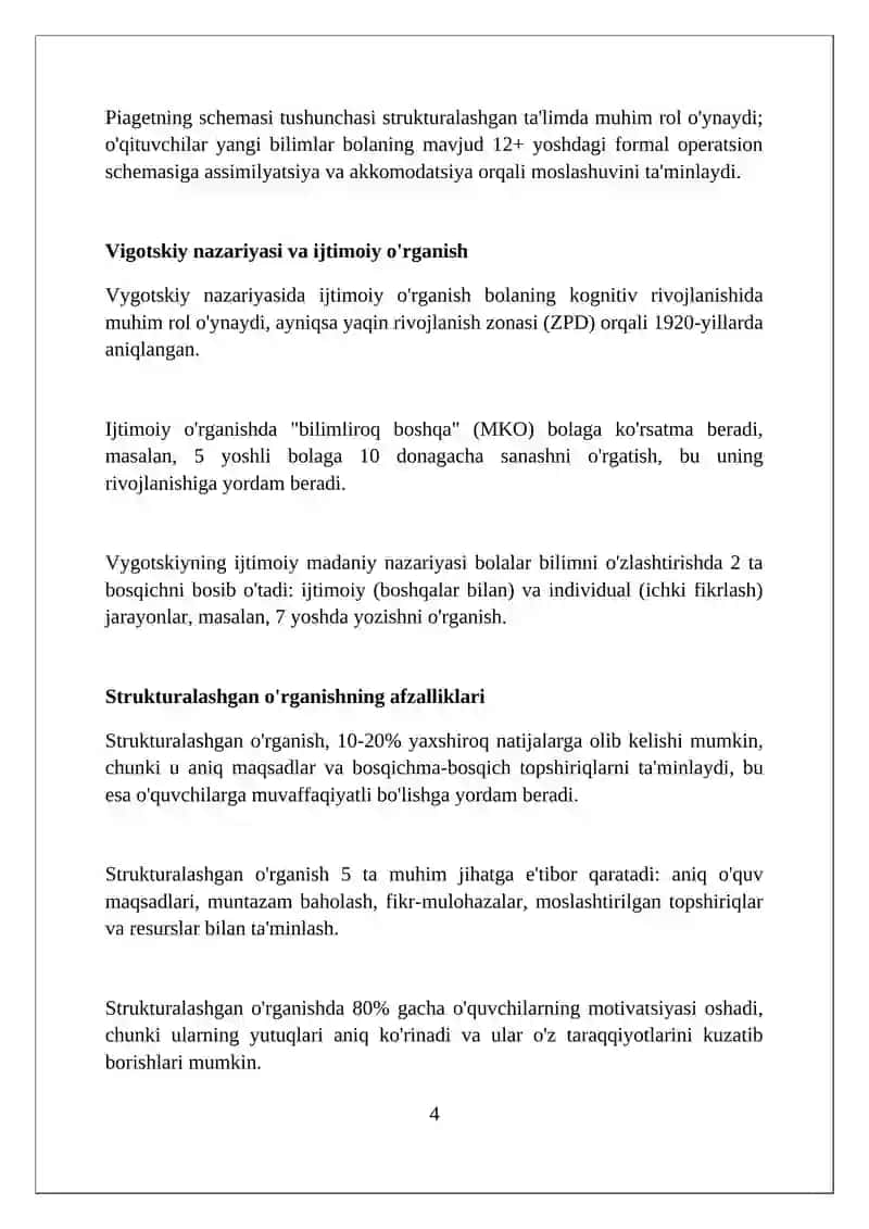 Strukturalashgan o'quv jarayonlarida bola tafakkurining rivojlanishi 4
