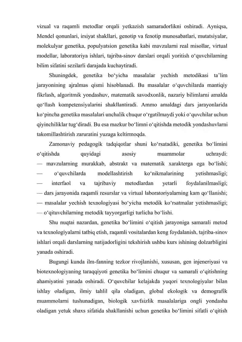 Genetika bo'limini o'qitishning samarali usullari 4