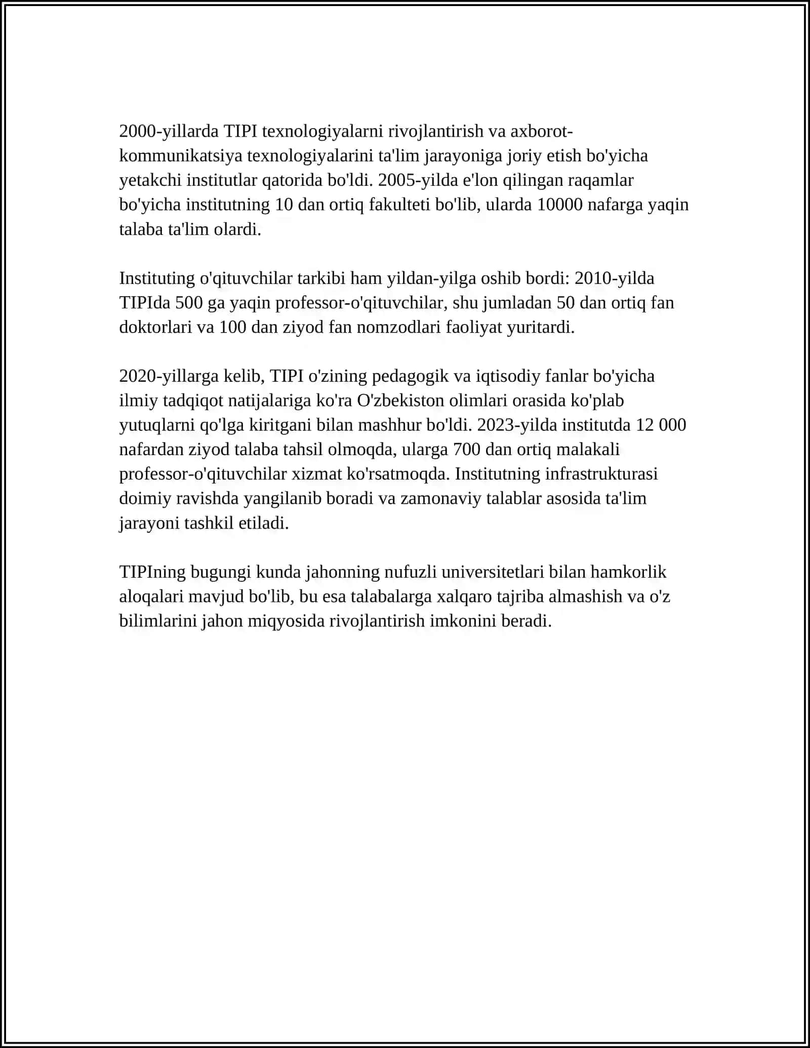 Toshkent Iqtisodiyot va Pedagogika Instituti Tarixi 4