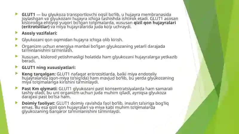 Glyukoza tashuvchilarining tuzilishi, spesifikligi, klinik ahamiyati. Glikogen kasalliklari. Uglevodlar almashinuvi boshqarilishining buzilishlari 4