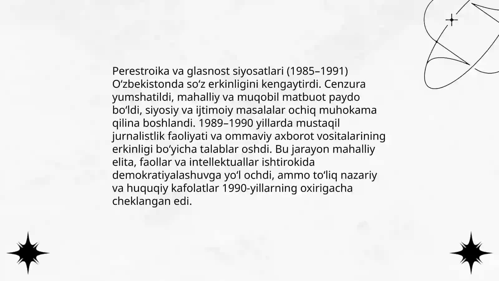 Qayta qurish davrida Oʻzbekiston Kommunistik Partiyasining roli va islohotlari 4