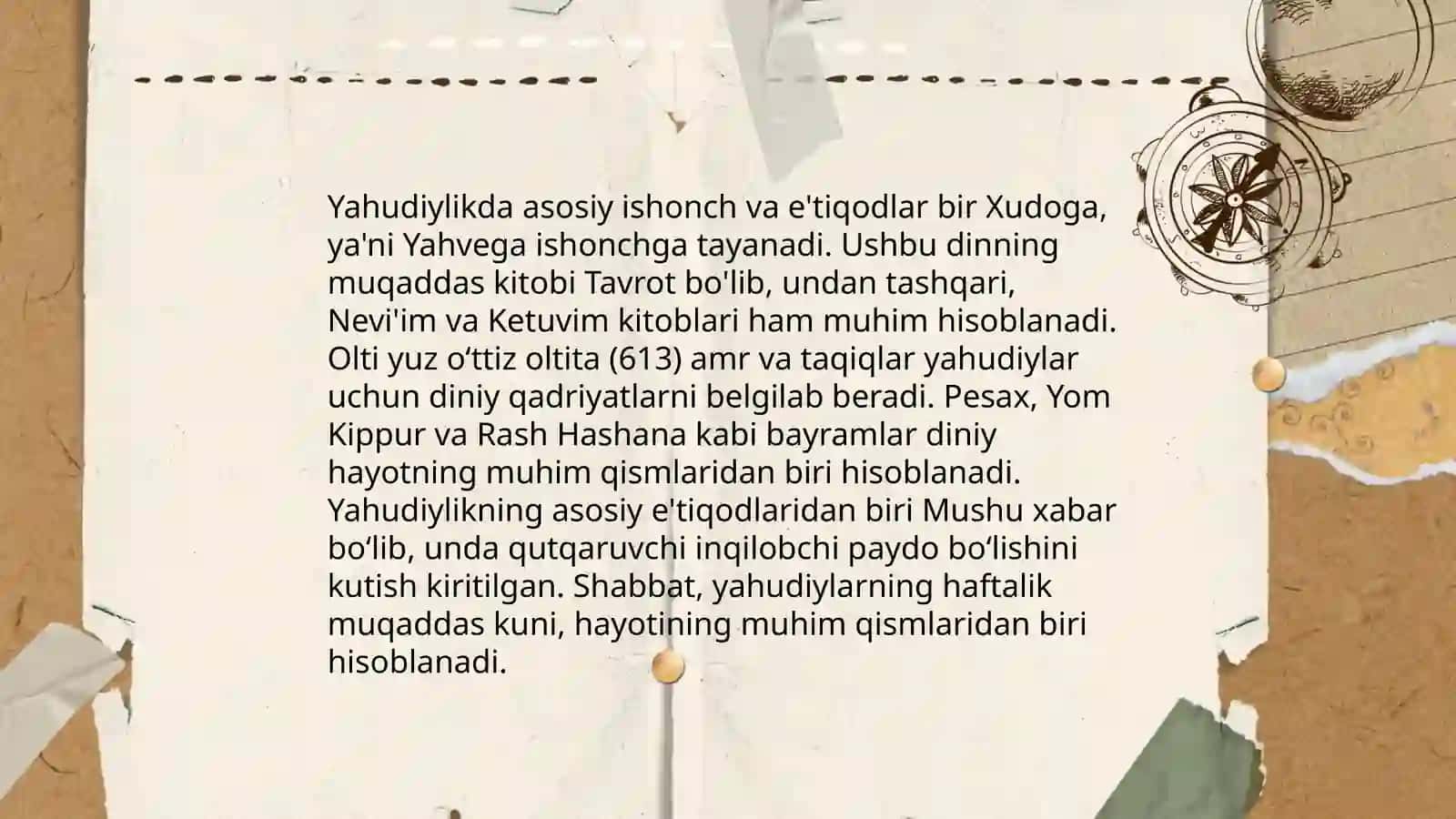 Yahudiylik talimoti anàna va marosimlar 4