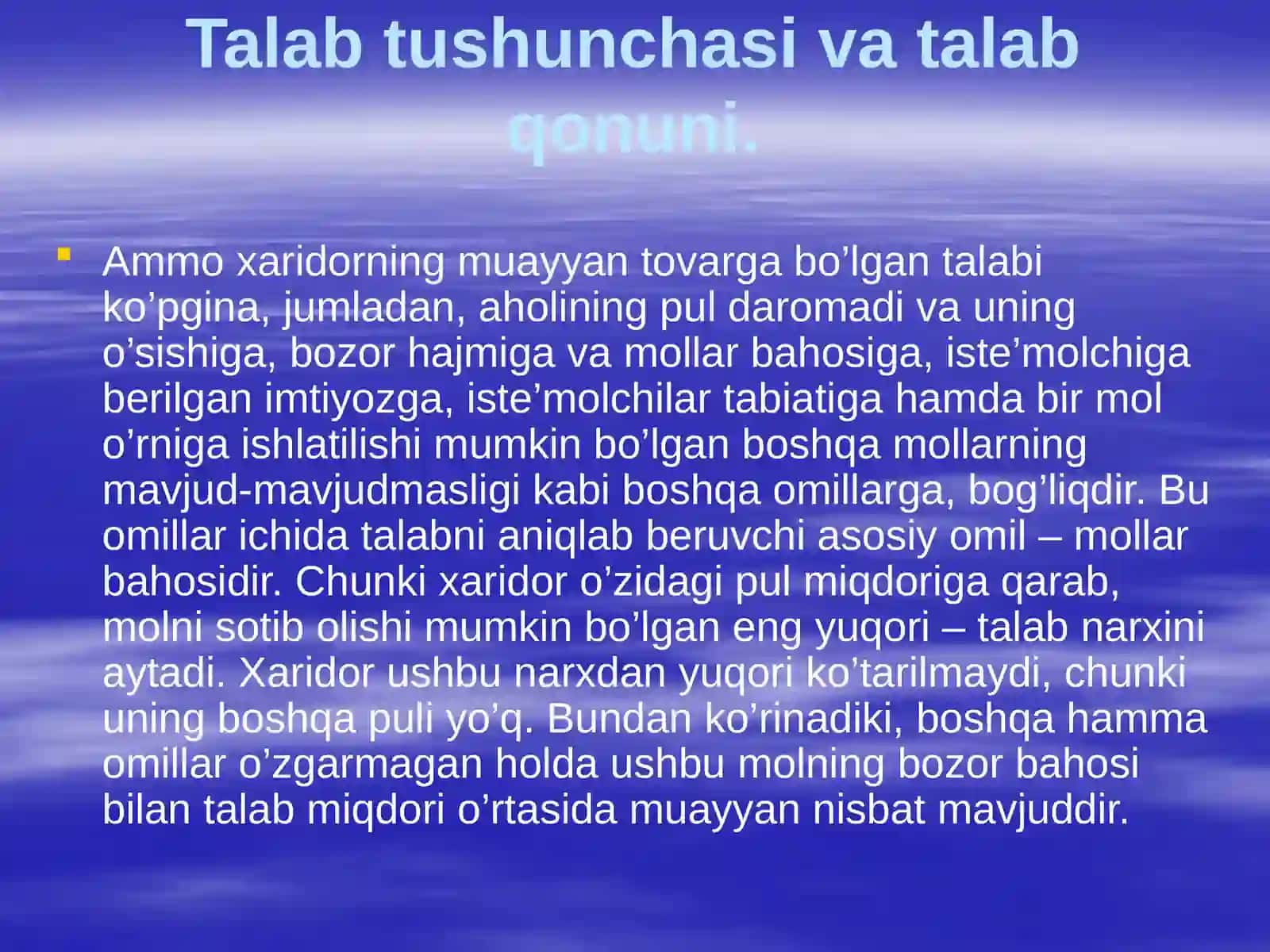 Talab va taklif nazariyasi 4