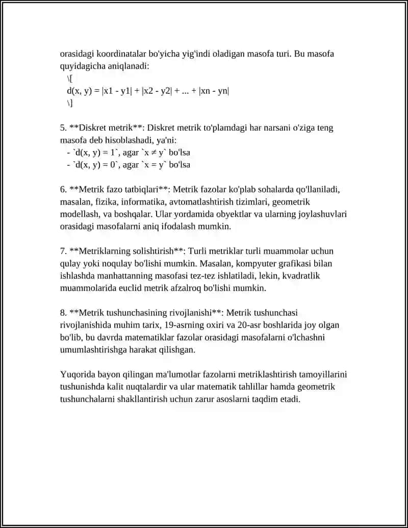 TOLPOLOGIK FAZOLARNI METRIKALASHTIRISH 4