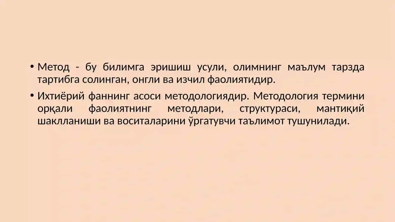 Metod, metodologiya, metodika tushunchalarining o‘zaro aloqasi va farqi 4