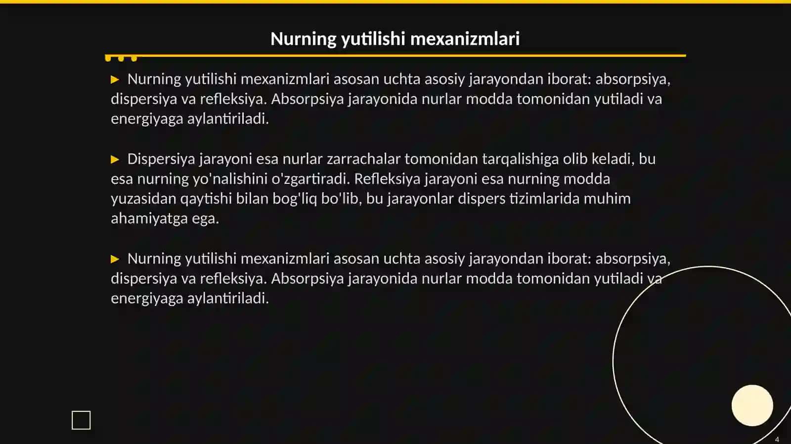Dispers sistemalarda nurning yutilishi slayd 4