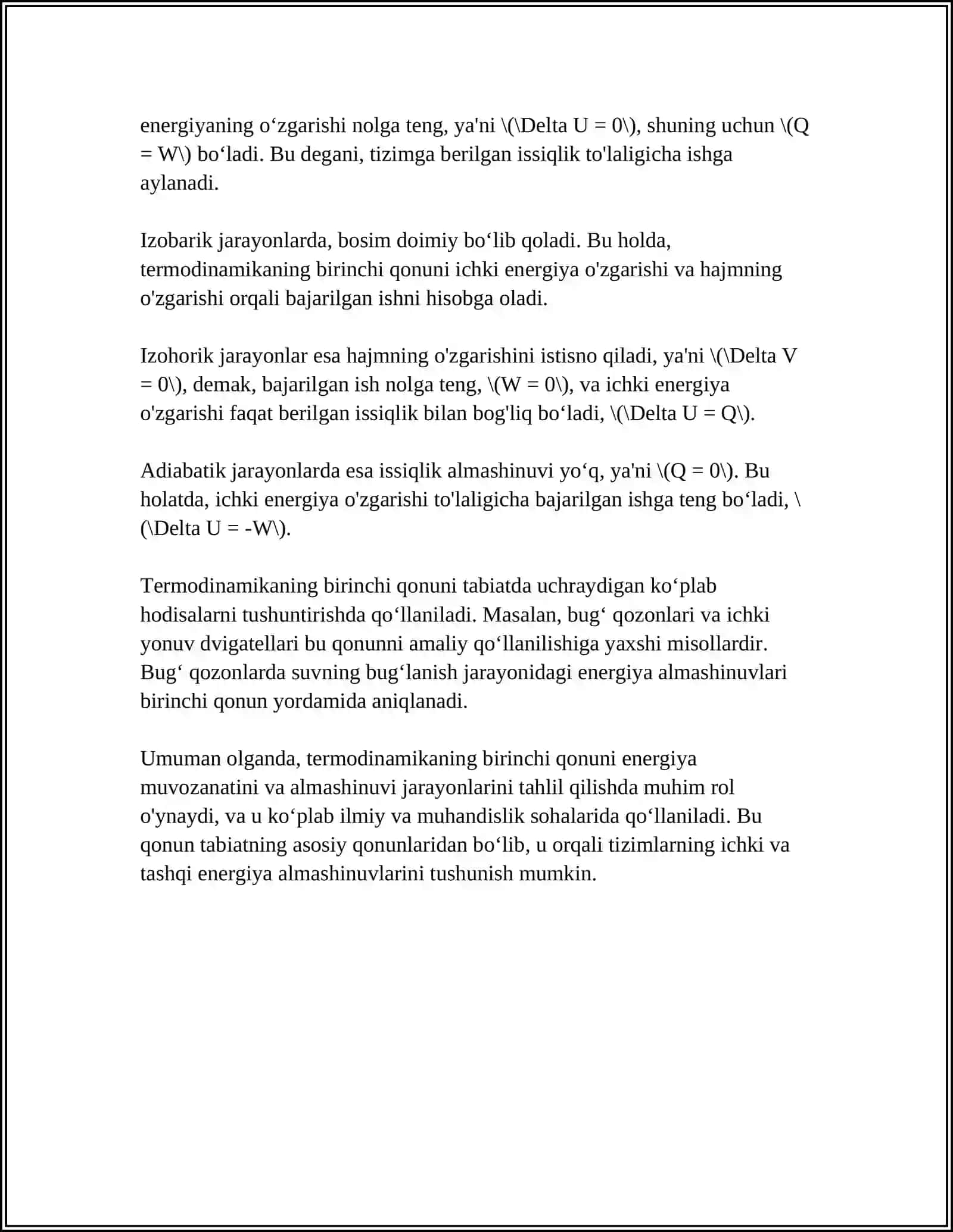 TERMODENAMIKANING BIRINCHI VA IKKINCHI QONUNLARINING MOHIYATINIIZLASH 4