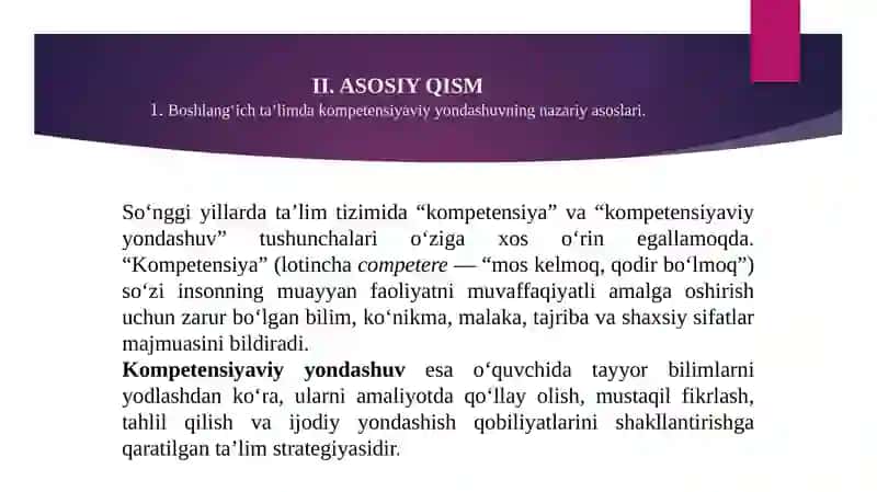 BOSHLANG'ICH SINFLARDA MATEMATIKA O'QITISHDA KOMPETENSIYAVIY YONDASHUV (1-2-3-4-SINFLAR KESIMIDA) 4