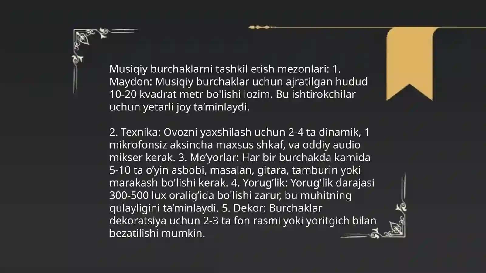 Guruhlarda musiqiy burchaklarni tashkel etish va uning faoliyatini tashkel etishda musiqa rahbarining o’rni 4
