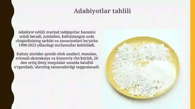 Kaltsiylangan Soda Chiqindisidan Kaltsiy Xlorid Olish 4